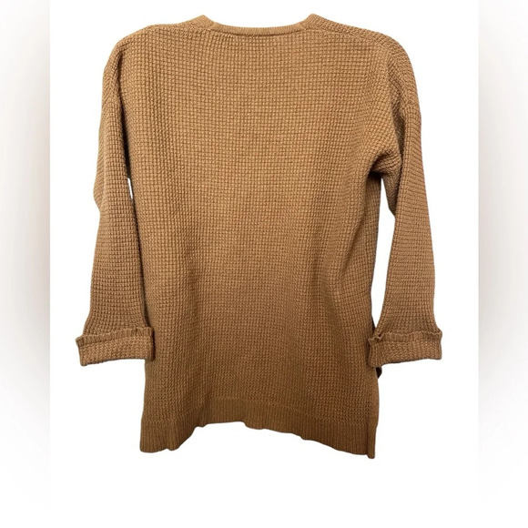 Madewell Knit Sweater V Neck XS Woman's 3/4 Sleeve Sweater, Rust Brown - Picture 3 of 5